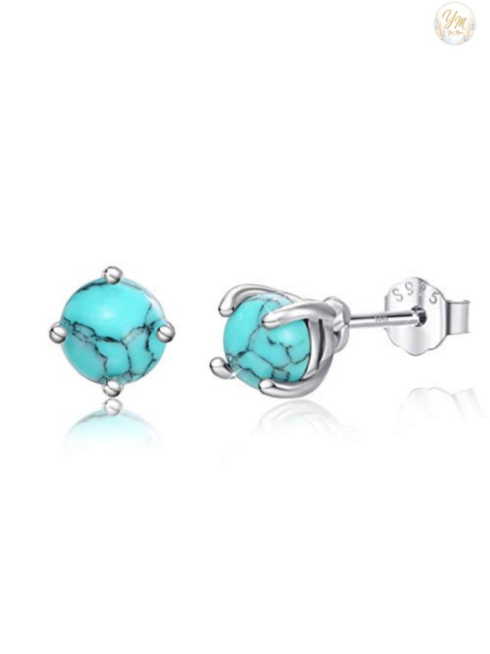 925 Sterling Silver Turquoise Stud Earrings Screw Back Tiny Round Earrings Gift